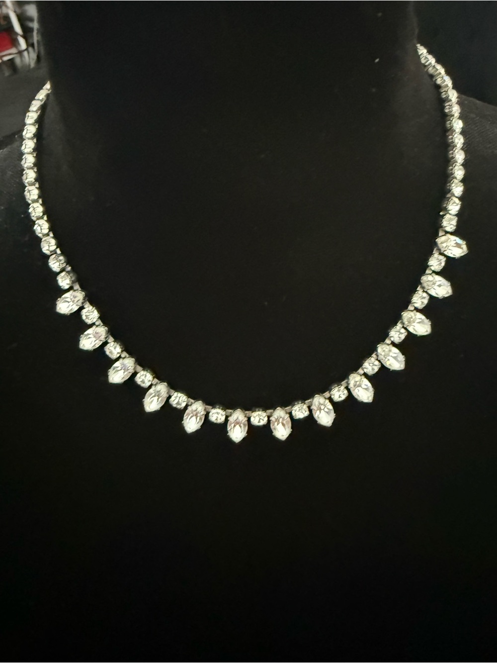 Signed Weiss Mid-Century Rhinestone Choker Vintage 1950s Glam Necklace - Picture 2 of 8